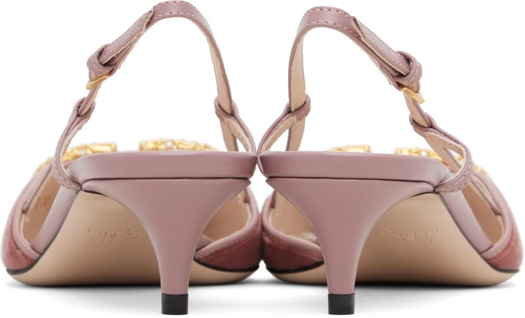 Valentino Pink VLogo Signature Velvet Slingback Heels 2