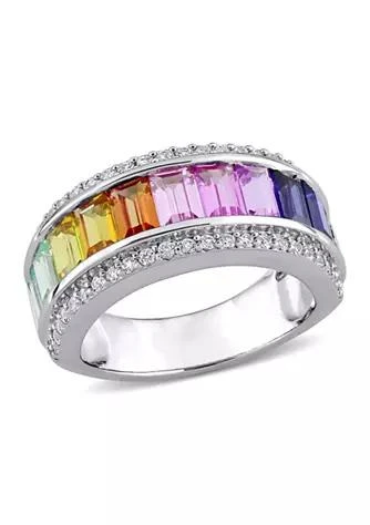 Belk 
Co. 3. 88 ct. t.w. Multicolor Lab Created Sapphire Eternity Ring in Sterling Silver