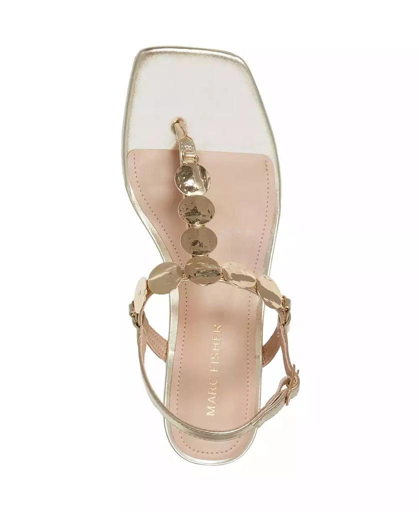 Marc Fisher Women's Caylie Embellished T-Strap Block Heel Sandals 4