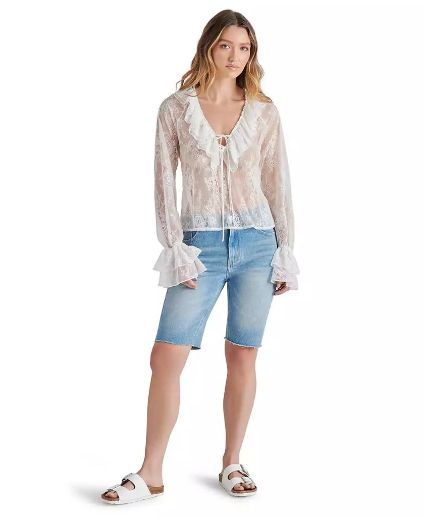 Steve Madden Women's Hampton Sheer Ruffle Lace Blouse 2