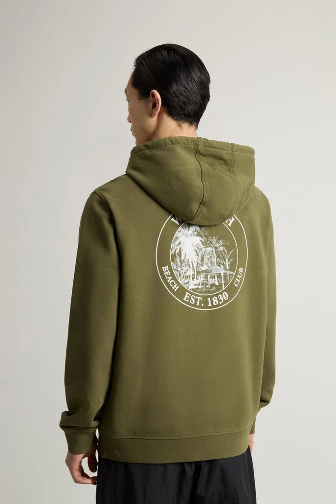 Woolrich Pure Cotton Hoodie with Back Print - Men - Blue 3