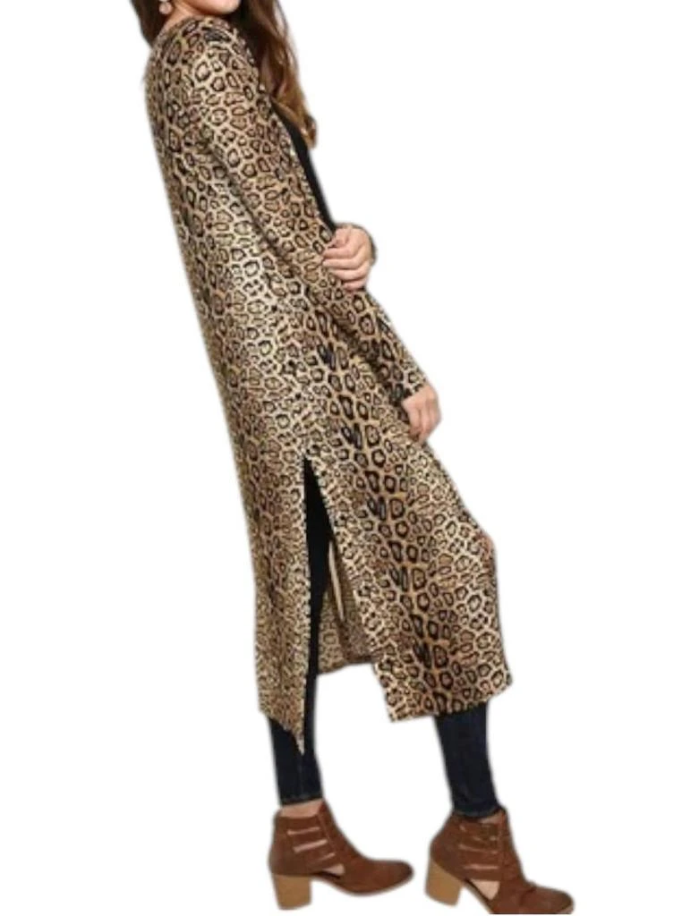 umgee Umgee - Jaguar Print Open Front Long Body Cardigan 3