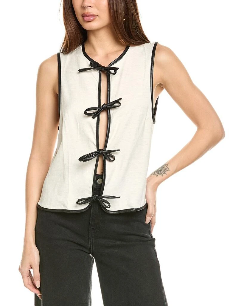WeWoreWhat Tie-Front Linen-Blend Vest 1