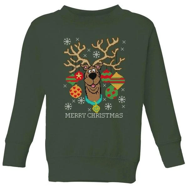 Original Hero Scooby Doo Kids' Christmas Sweater Forest Green
