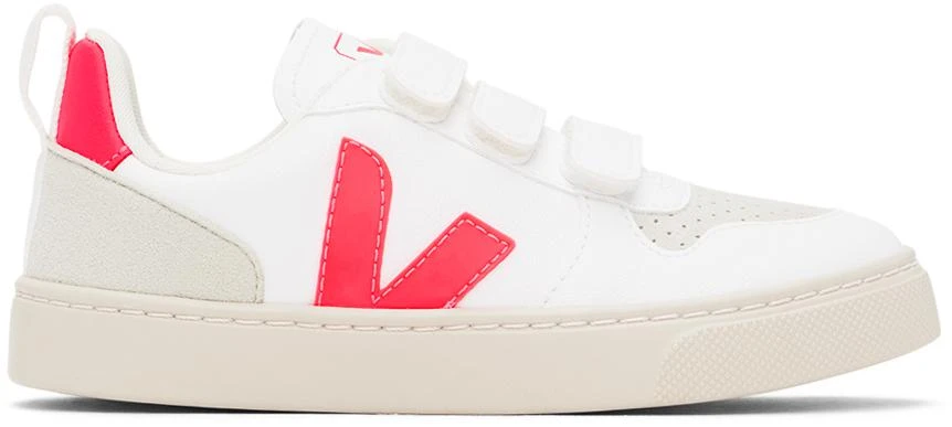 VEJA Kids White & Red V-10 Sneakers 1