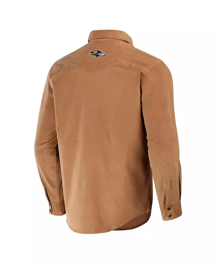 Fanatics Men's NFL x Darius Rucker Collection by Tan Baltimore Ravens Western Full-Snap Shirt 2