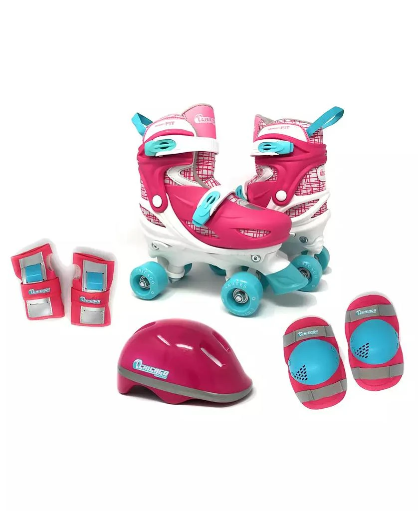 Chicago Skates Chicago Girls Adjustable Quad Roller Skate 7pc Set - Size M (1-4) 9