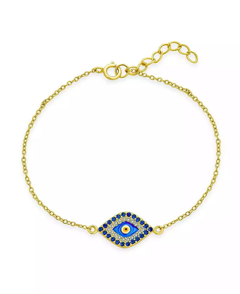 Bling Jewelry Delicate Tiny Evil Eye Charm Bracelet Pave CZ Accent Gold Plated