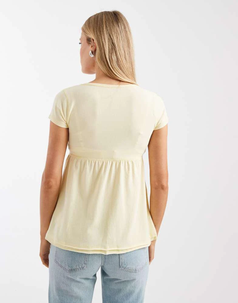 HOLLISTER Hollister short sleeve babydoll top in yellow 4