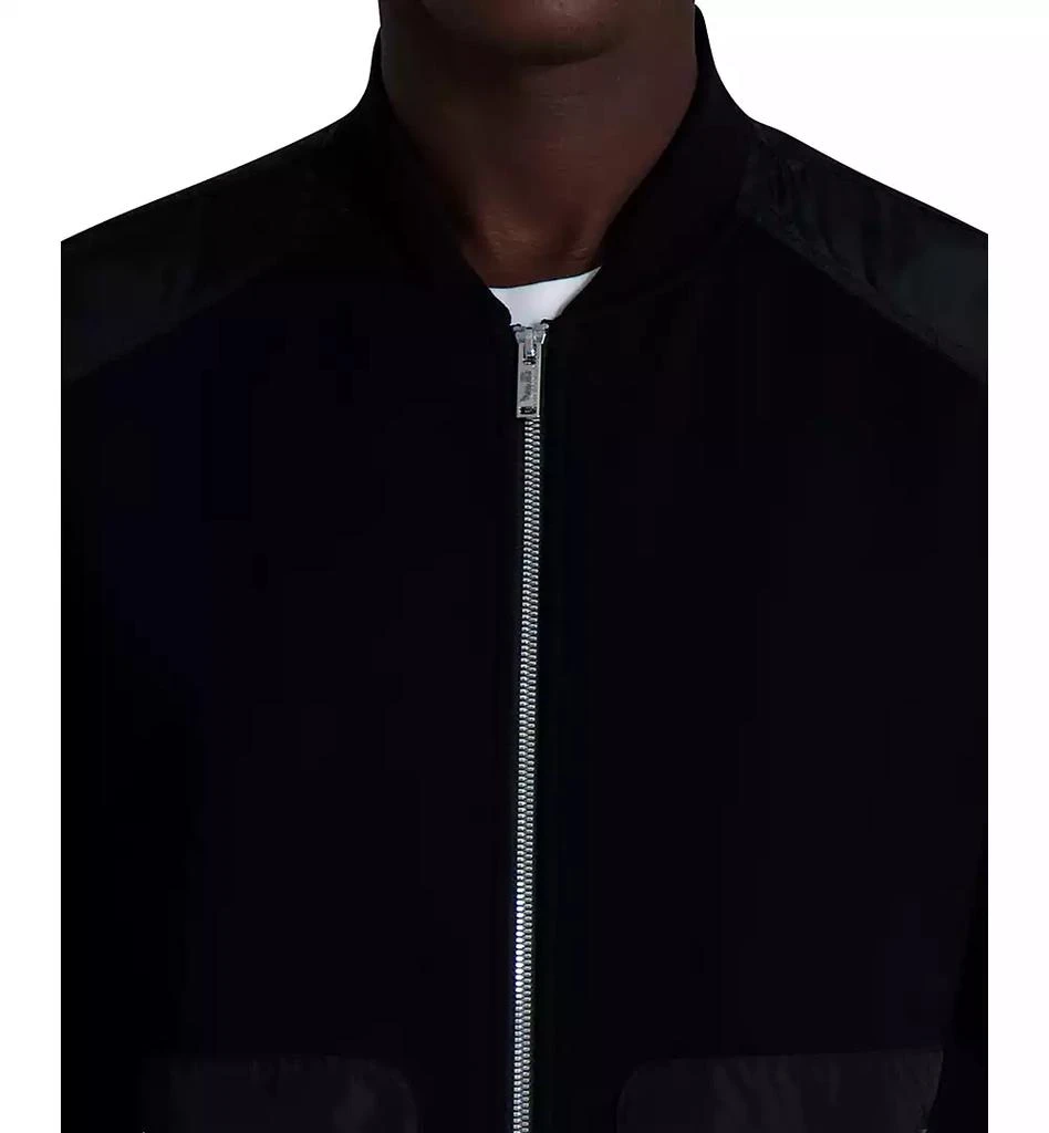 Karl Lagerfeld Paris Men's Relaxed Fit Zip-Front Mixed-Media Bomber Jacket 4