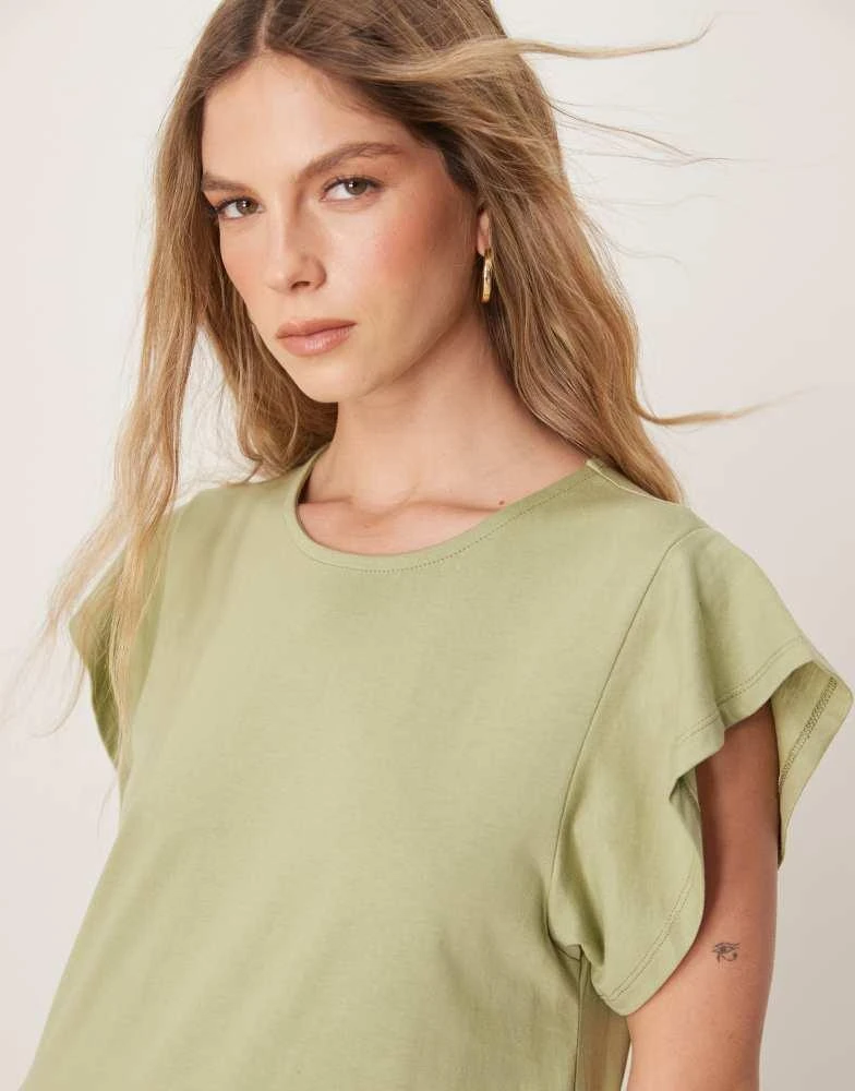 sage green flutter sleeve dress Sage Floral Print Florence Flutter Sleeve Dress main image 1