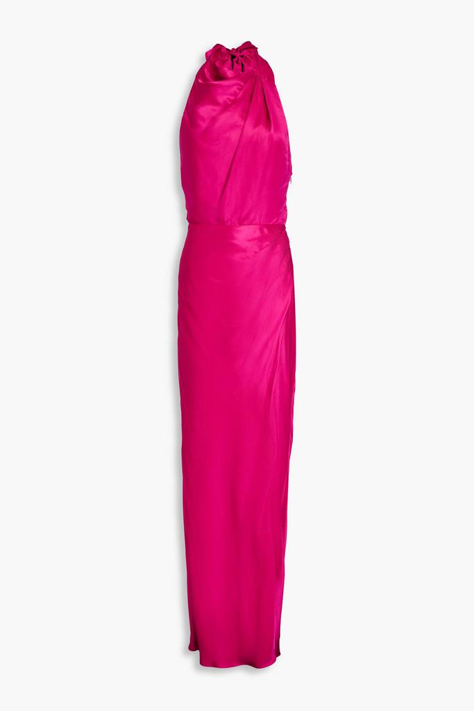 NICHOLAS Draped satin halterneck maxi dress