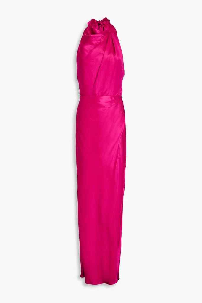 NICHOLAS Draped satin halterneck maxi dress 1