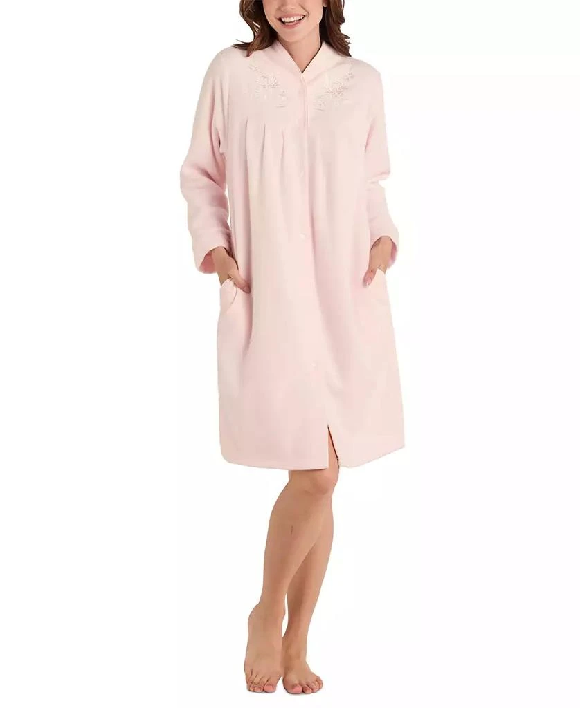 Miss Elaine Women's Embroidered Fleece Short Robe 1