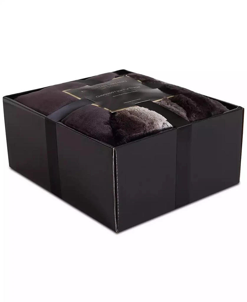 Christian Siriano New York Christian Siriano NY® 60" x 70" Black Ombre Luxury Faux Fur Filled Throw with Gift Box 3