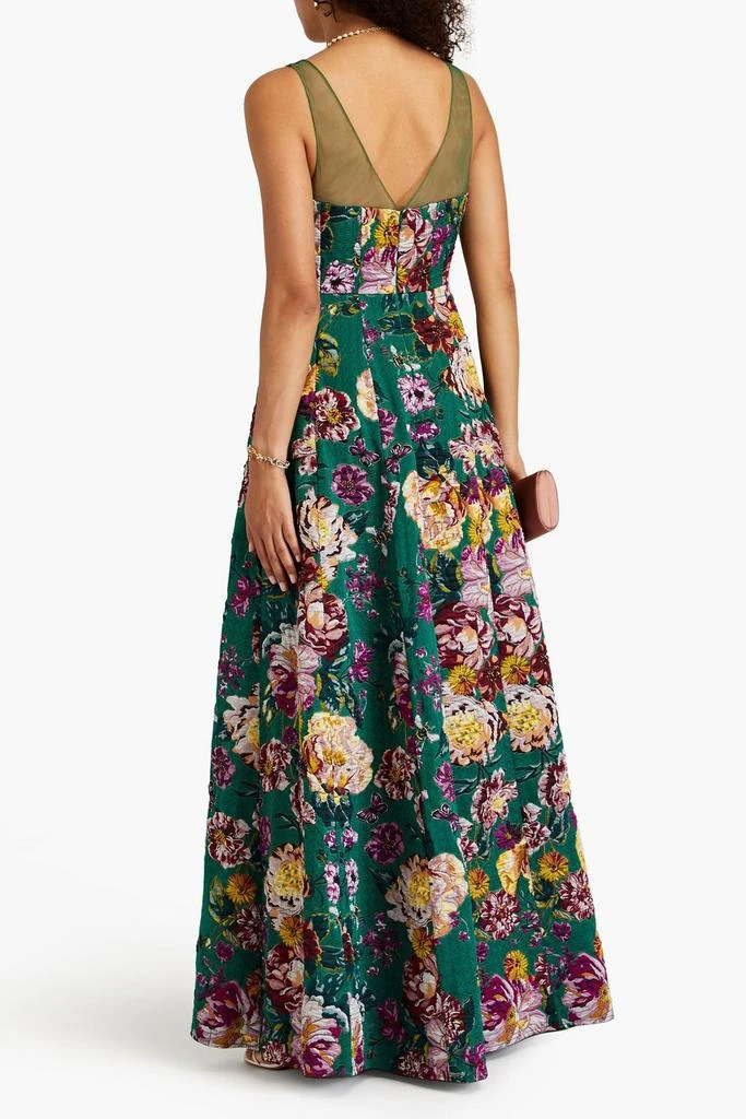 MARCHESA Tulle-trimmed floral-jacquard gown 3