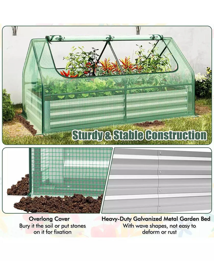 Gymax 71

 x 35.5

 x 36

 Galvanized Steel Raised Garden Bed Metal Planter Box Kit w/ Mini Greenhouse Cover 10