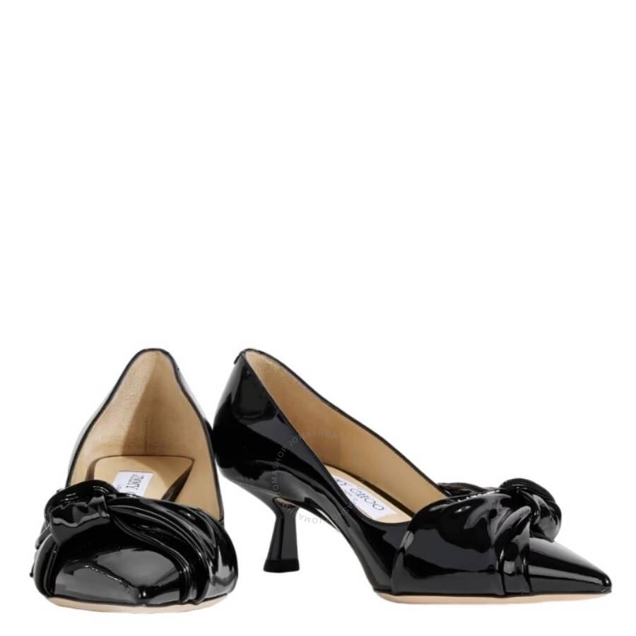Jimmy Choo Black Elinor 45 Patent Pointed-Toe Pumps
