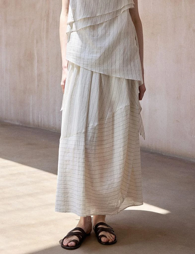 Pixie Market Cream Striped Cocoon Skirt 7