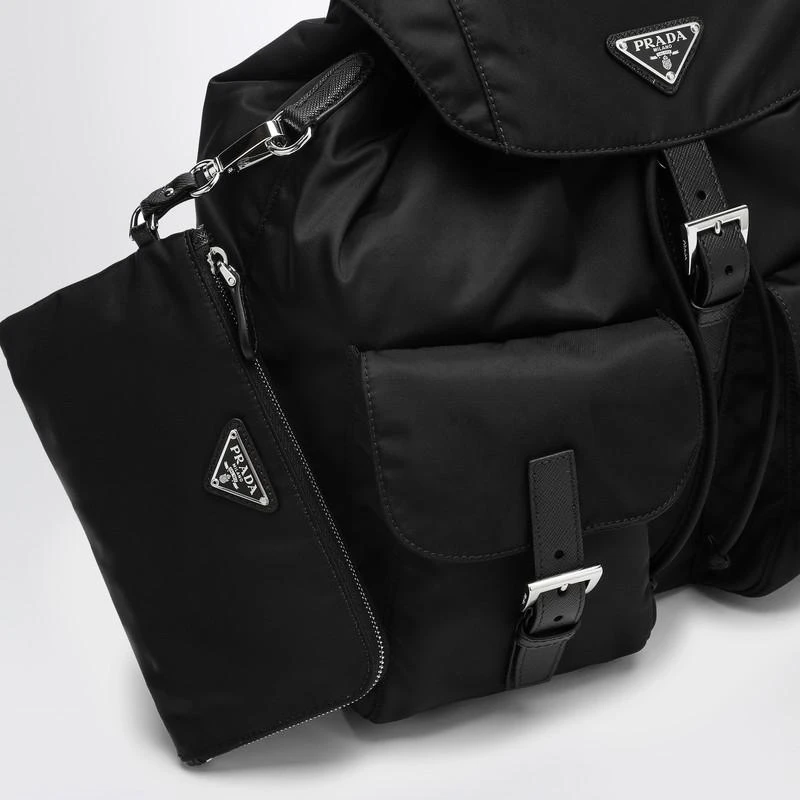 Prada Black Re-Nylon and Saffiano backpack with pouch 7