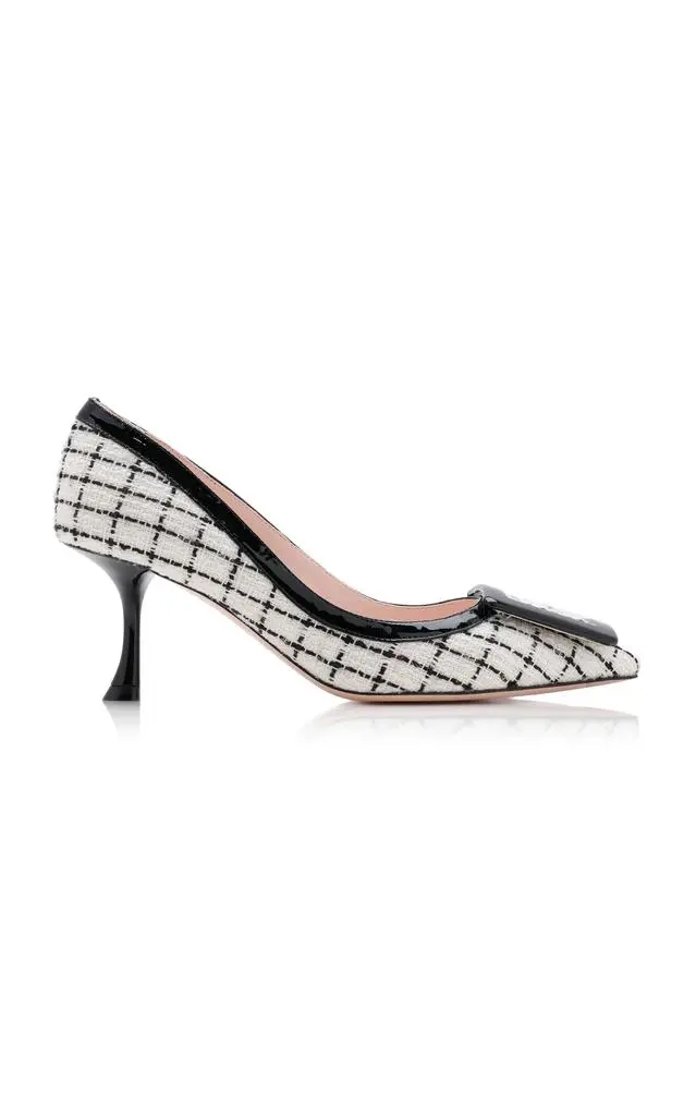 Roger Vivier Roger Vivier Viv In The City Patent Leather-Trimmed Tweed Pumps - Moda Operandi