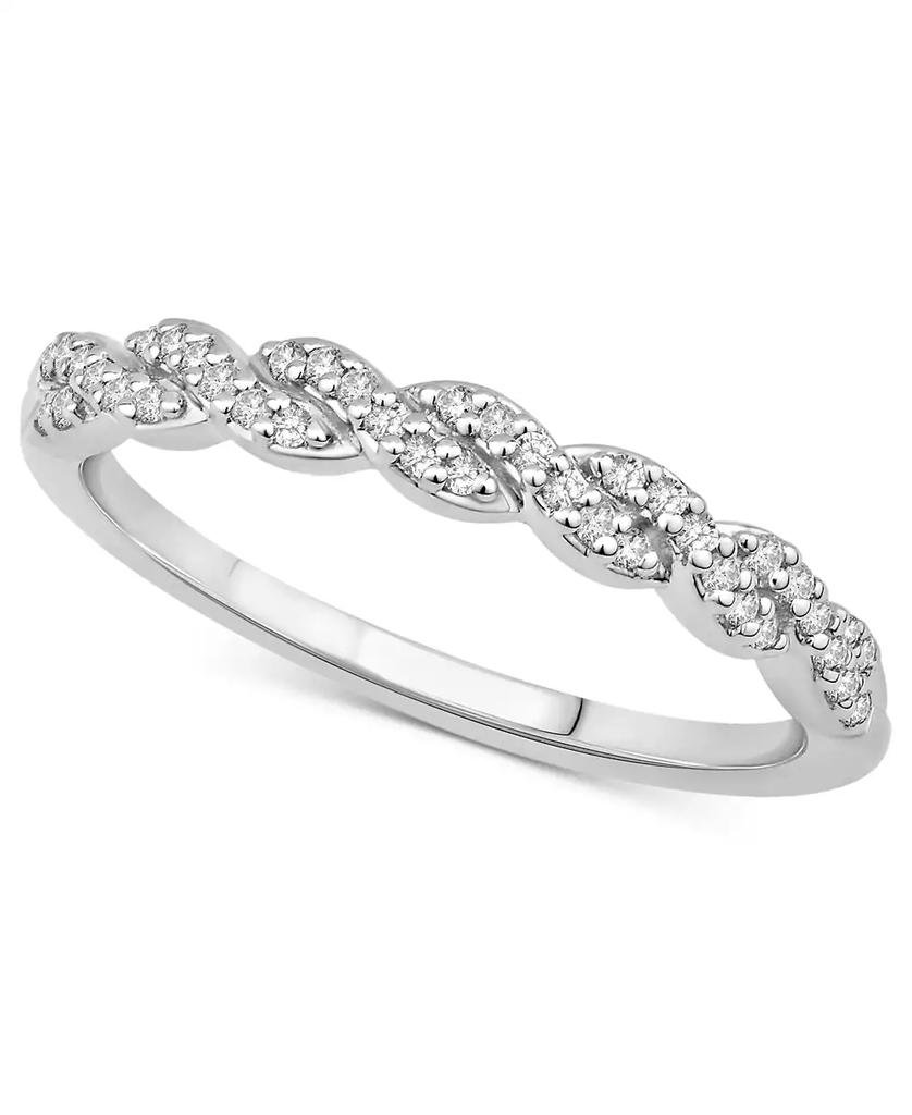 Macy's Diamond Twist Braid-Inspired Band (1/8 ct. t.w) in 14k White Gold