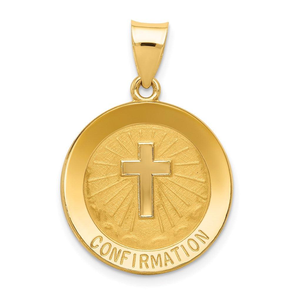 Diamond2Deal 14k Yellow Gold Confirmation Medal Hollow Round Pendant