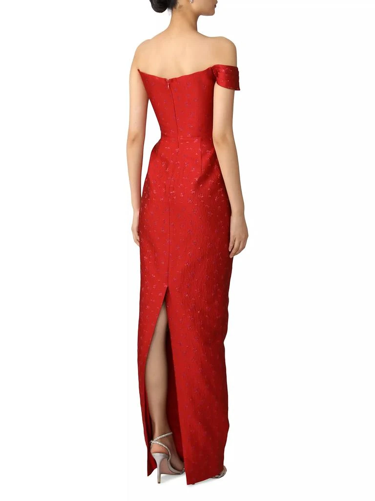 SAU LEE Jackson Jacquard Off-The-Shoulder Gown 4