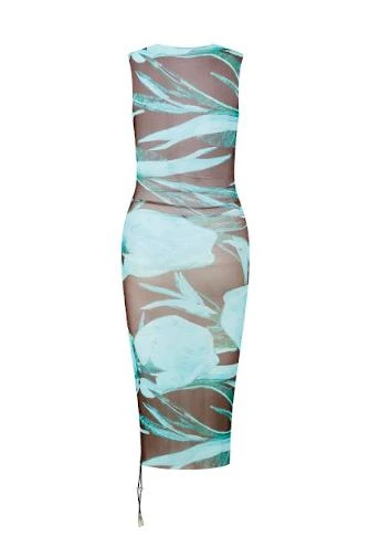 LOUISA BALLOU Heatwave Dress Turquoise Flower 2