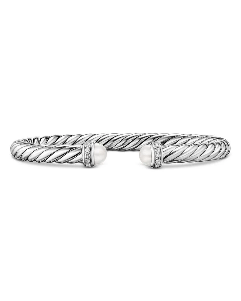 David Yurman Cable Flex® Bracelet in Sterling Silver with Pearls and Diamonds, 6mm 1