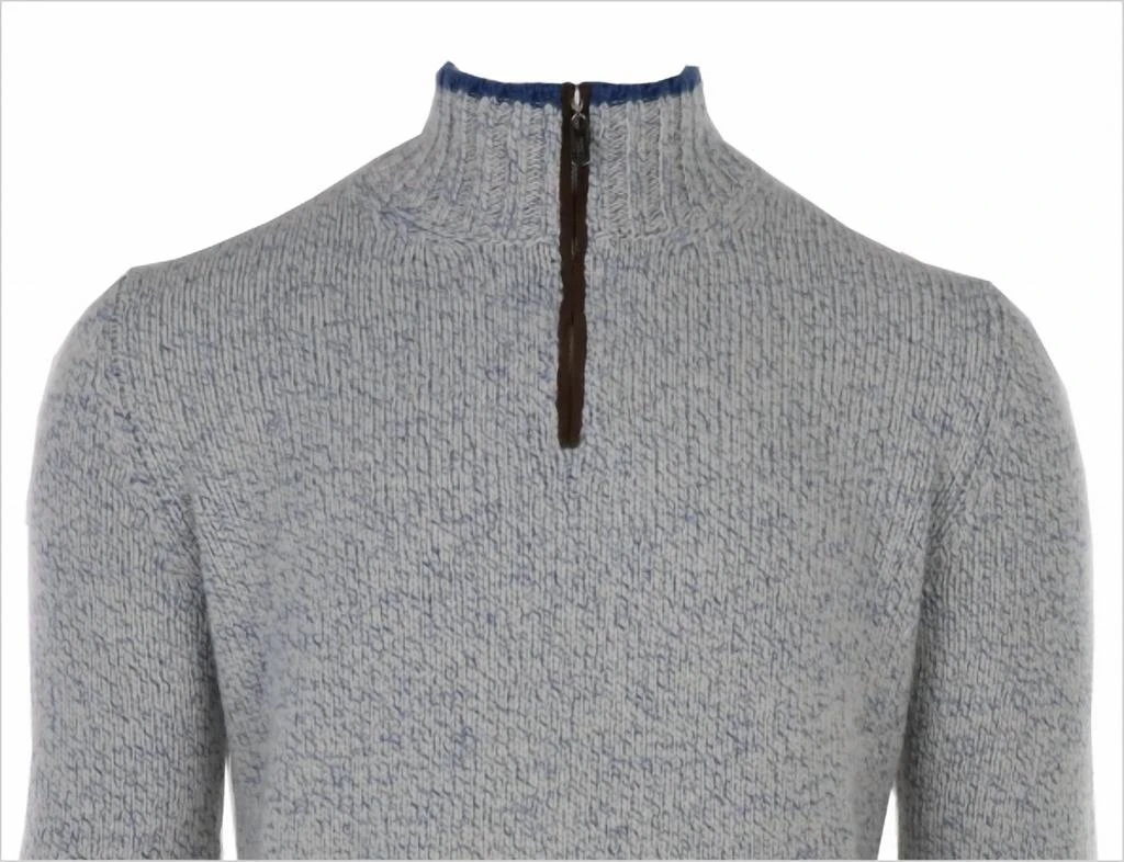 Fedeli Fedeli - Men's Cashmere Bicolor & Suede Quarter Zip 2