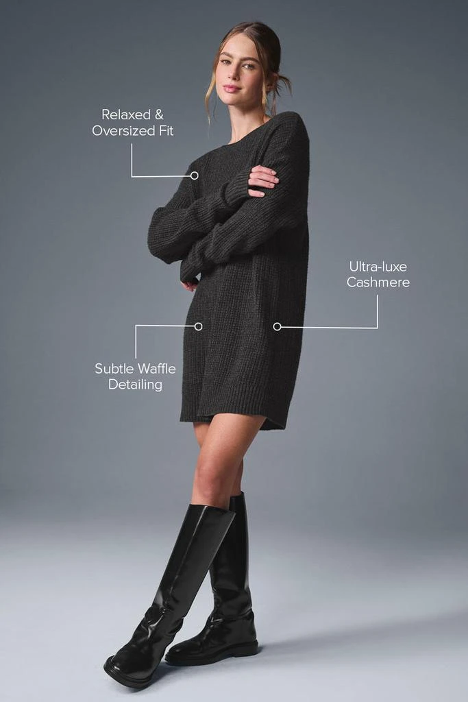 Alo Cashmere Plush Waffle Dress - Dark Heather Grey 2