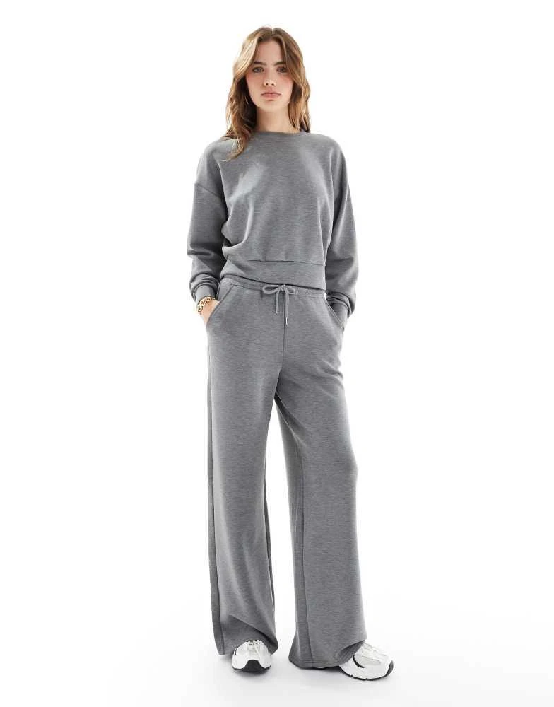 Stradivarius Stradivarius soft touch wide leg jogger in grey co-ord 1