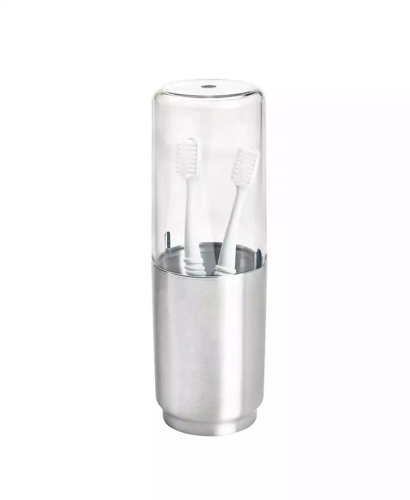 iDesign Stainless Steel Toothbrush Organizer with Cover