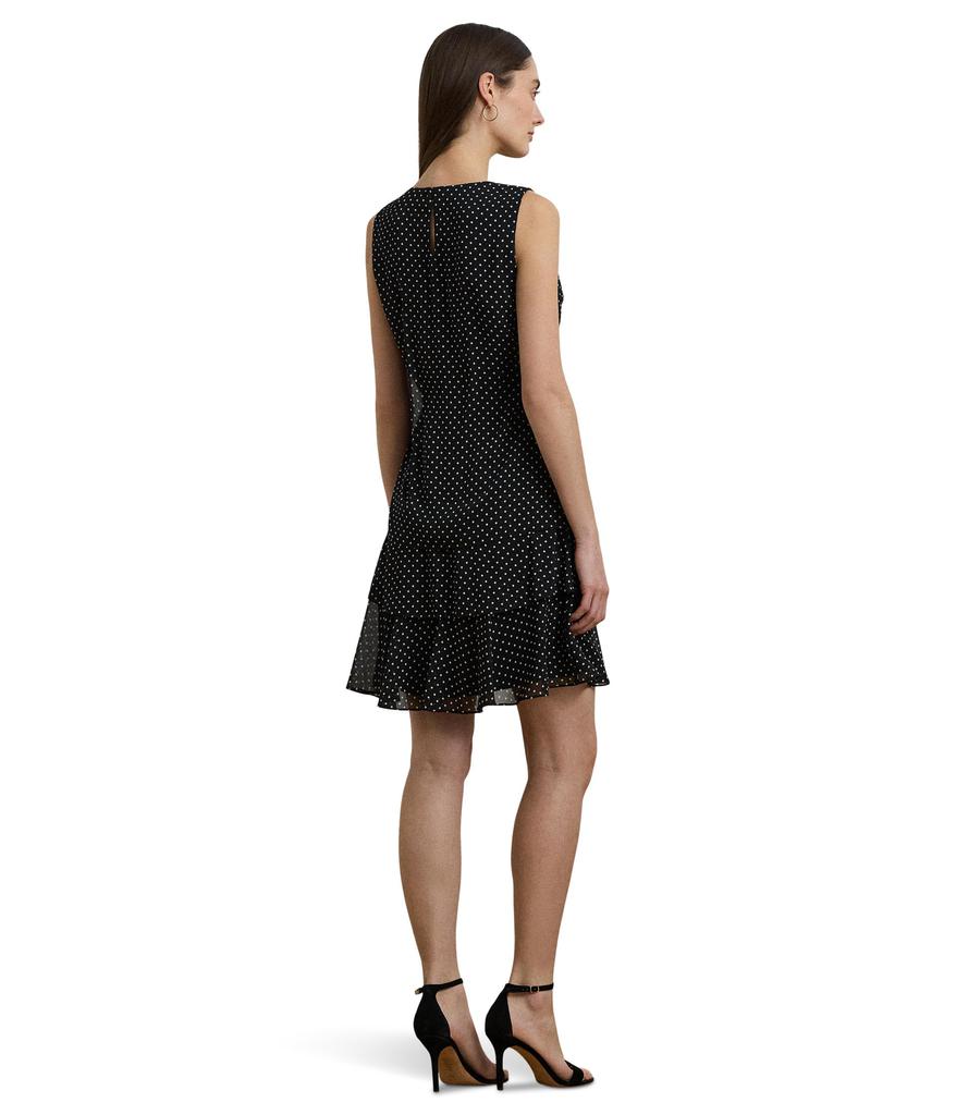 Ralph Lauren Polka Dot Crinkle Georgette Shift Dress