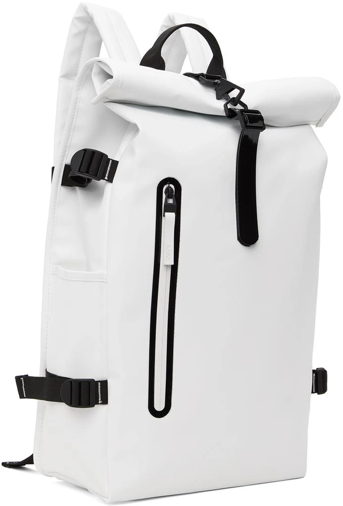 RAINS White Rolltop Contrast Large Backpack 2