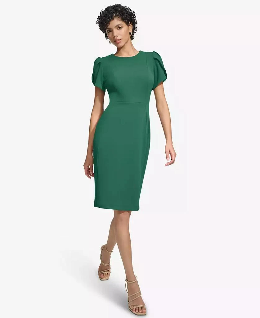 Formal Dresses Macy's Short Sleeve Dresses XSCAPE Women's  Asymmetric-Neck Scuba Short-Sleeve Dress Dresses