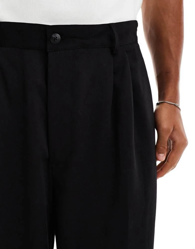 Bershka Bershka baggy tailored trouser in black 5