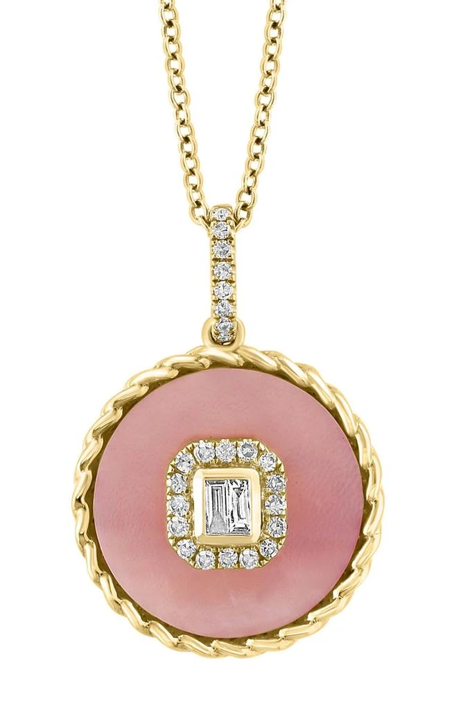 Effy 14K Yellow Gold Diamond Mother of Pearl Pendant Necklace 2