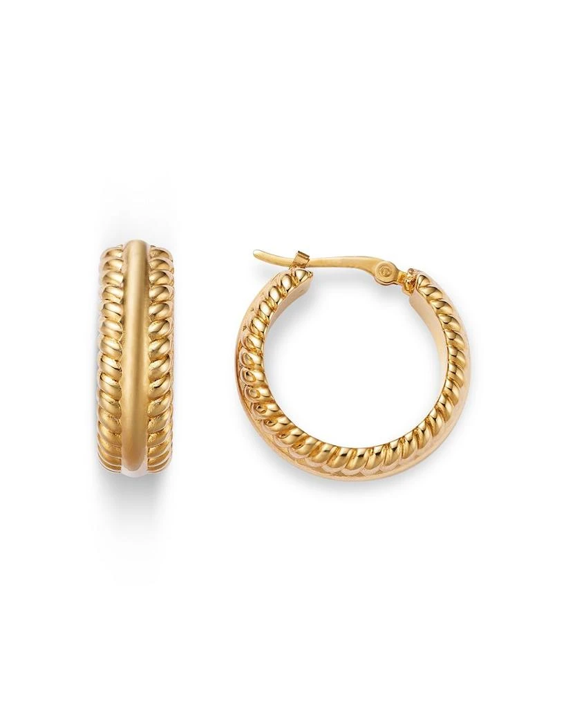 Bloomingdale's Polished Rope Edged Huggie Hoop Earrings in 14K Yellow Gold 3