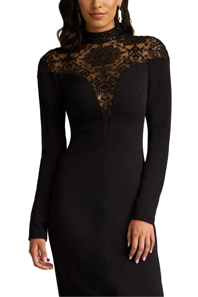 Tadashi Shoji Ebony Deep V Illusion Dress 5