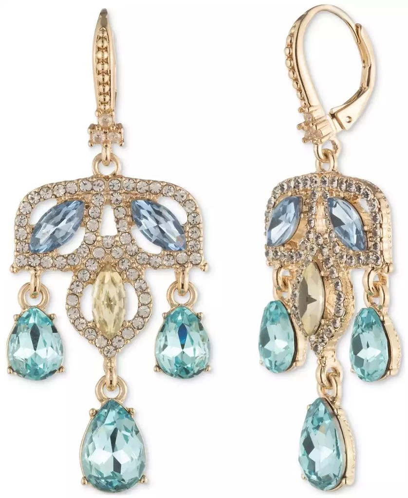 MARCHESA Gold-Tone Blue Stone Multi Chandelier Drop Earrings 1