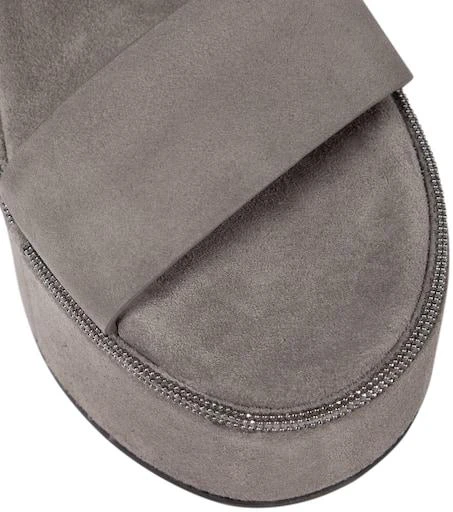 Brunello Cucinelli Suede platform wedge sandals 6