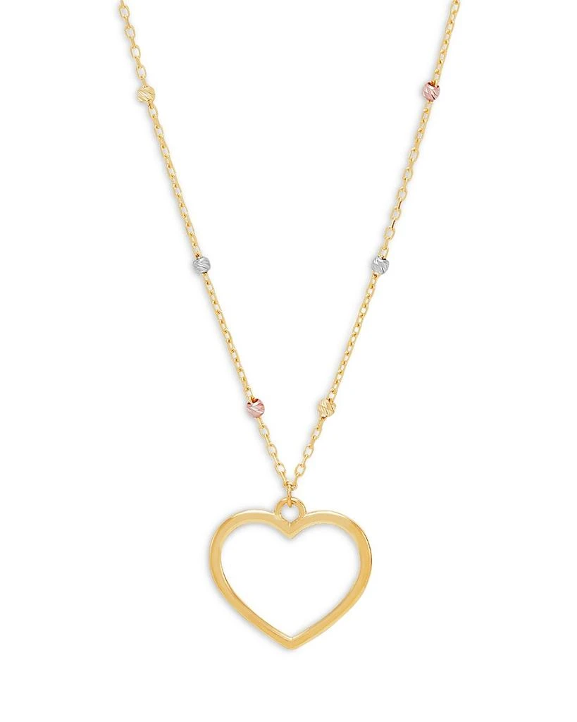 Moon & Meadow 14K Yellow Gold Open Heart Pendant Necklace, 17.75" 1