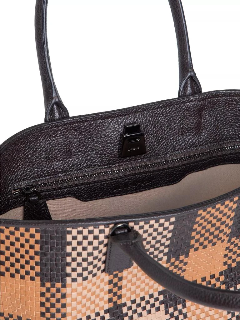 Akris Ai Plaid Woven Leather Top-Handle Bag 4