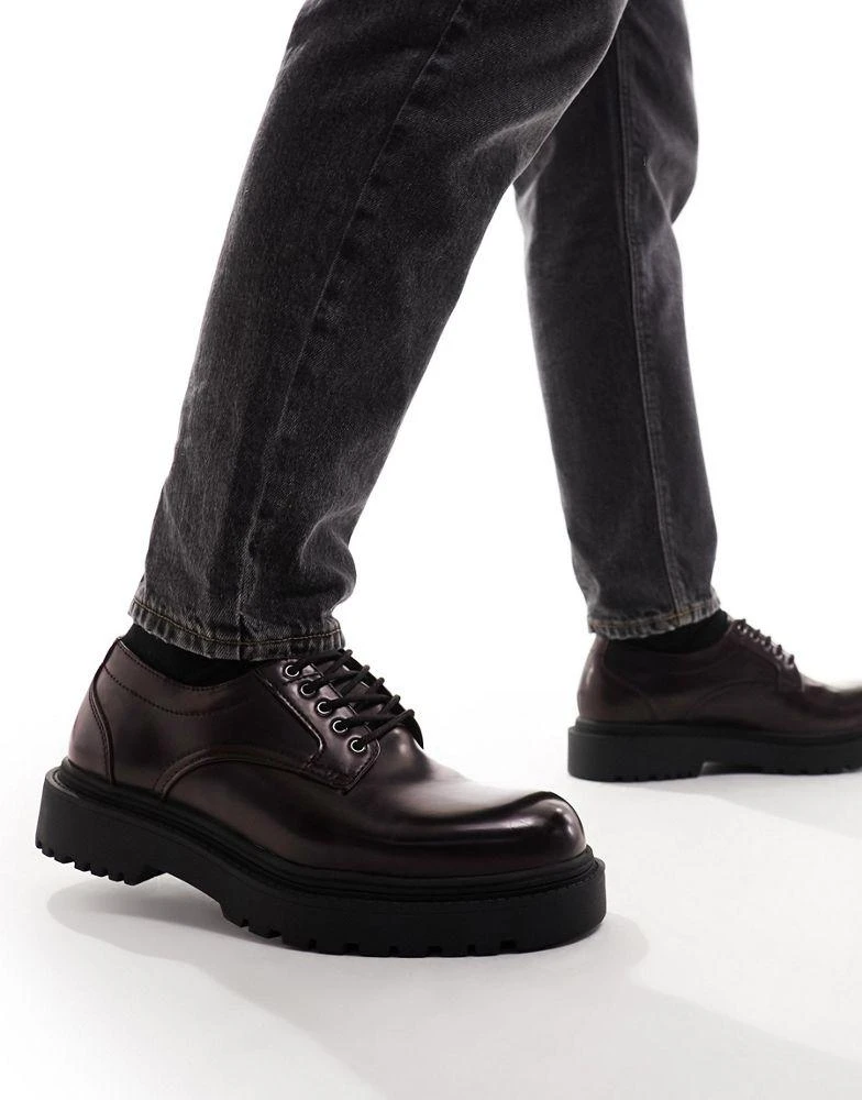 Pull&Bear Pull&Bear smart lace up shoes in dark burgundy 1