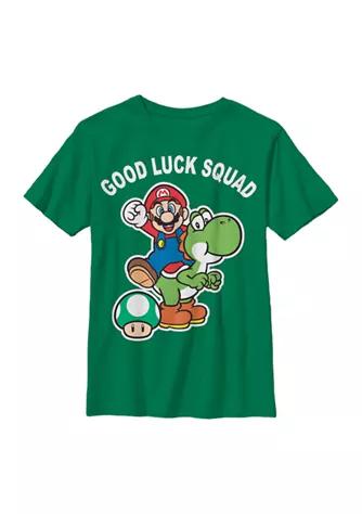 Nintendo Boys 4 7 Mario Good Luck Squad Graphic T Shirt