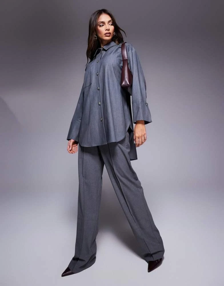 River Island River Island oversized shirt co-ord in grey 1