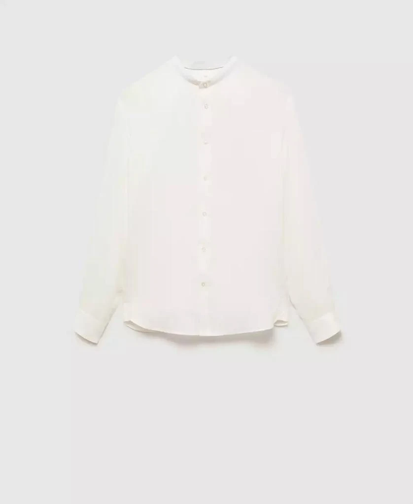 Mango Men's Linen Mao Collar Shirt 6