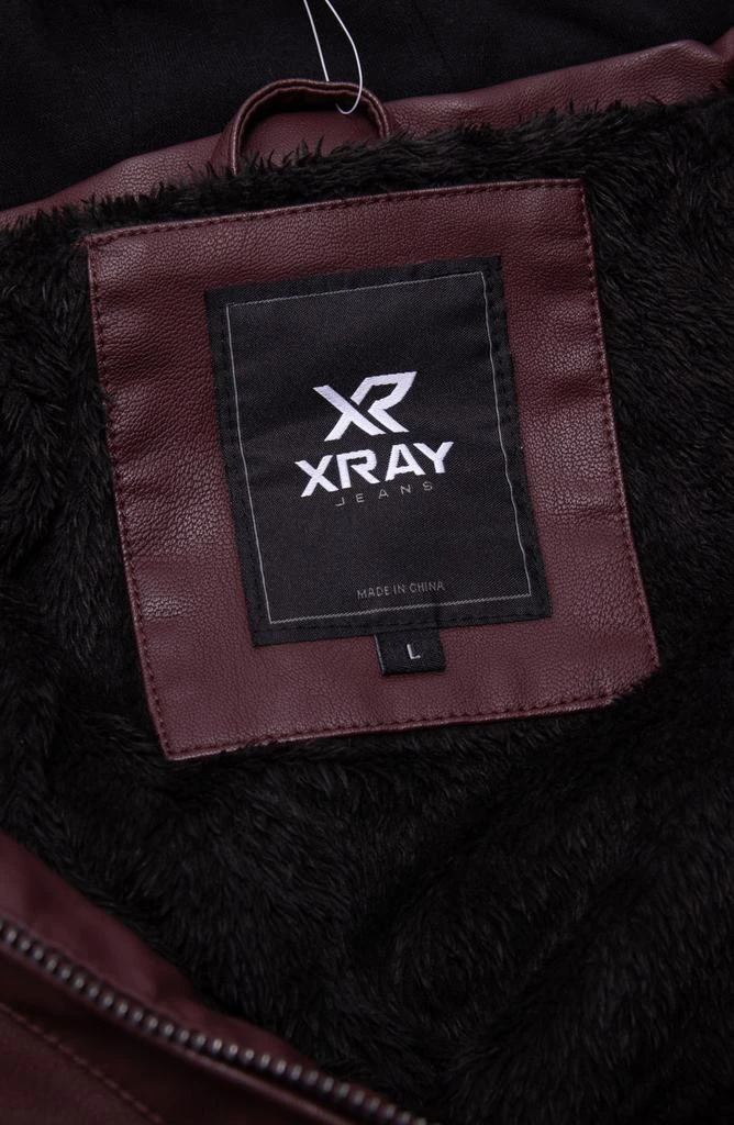 XRAY Faux Leather Hooded Moto Jacket with Faux Fur Lining 3